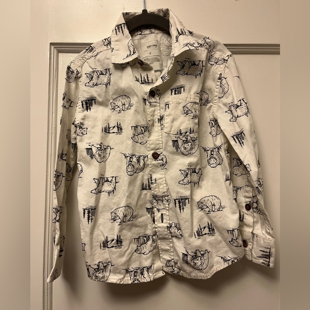 Sonoma Toddler Button Down Shirt size 4 Bears